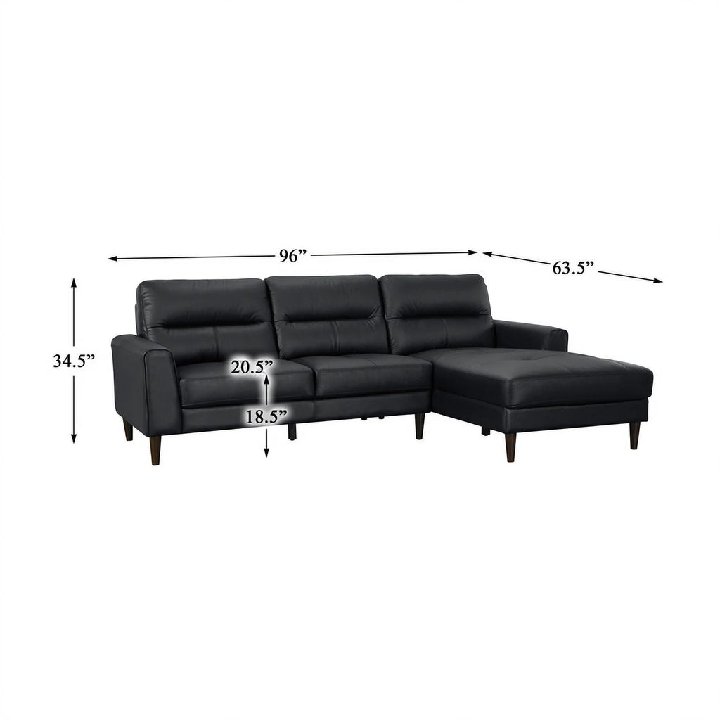 Black 2-Piece Leather Match Sectional with Right Chaise J5585