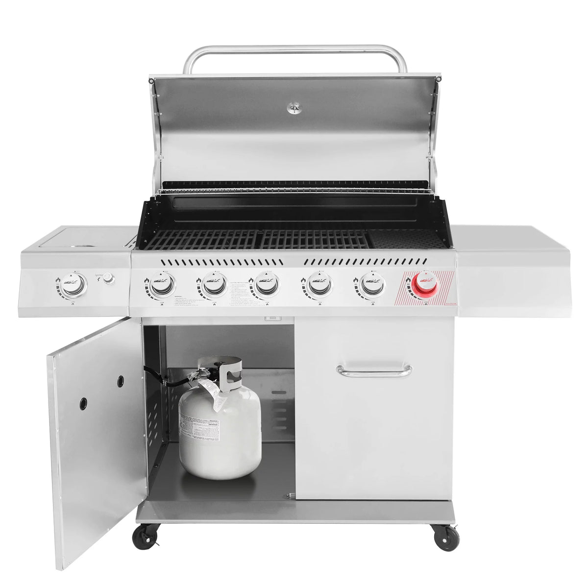 Stainless Steel 6-Burner Gas Grill with Side Burner E4891