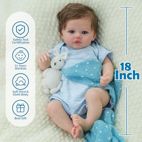 18 Inch Realistic Newborn Soft Body Baby Dolls with Accessories H4477