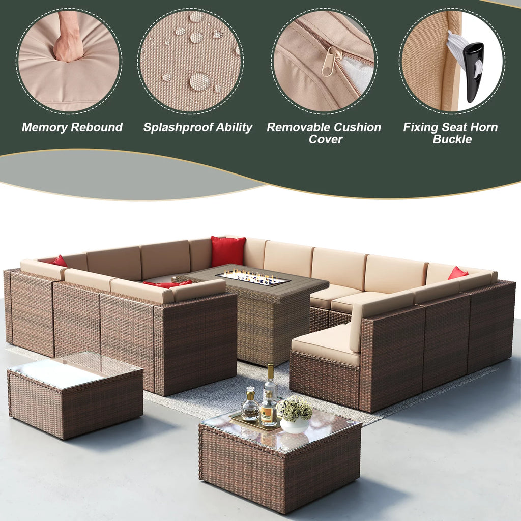 8 Pcs Patio Furniture Set with Fire Pit Table F513
