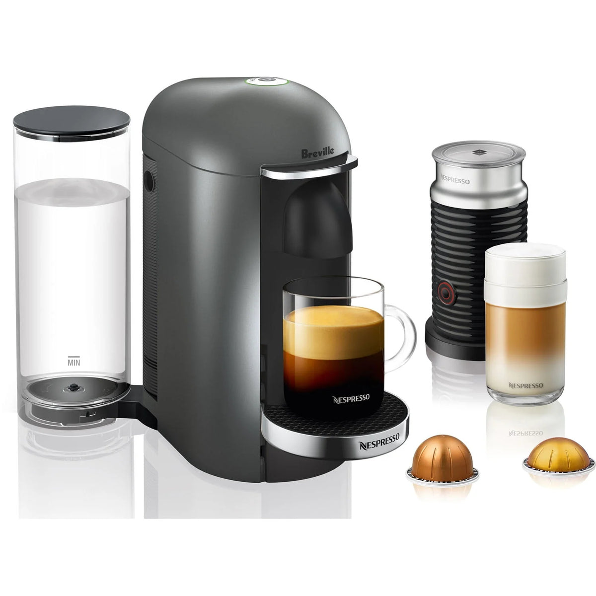 Titanium and Black Coffee & Espresso Single-Serve Machine and Milk Frother L278879