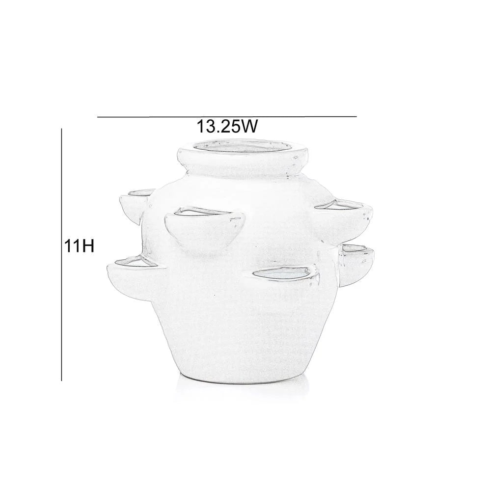 8 Pocket Ceramic Strawberry Planter in White T3233