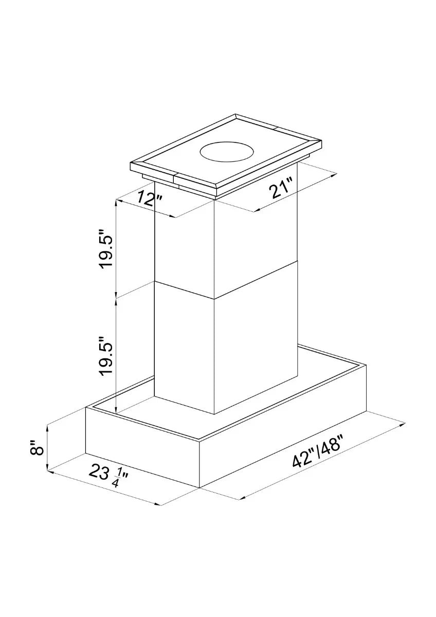 42 in. 1200 CFM Wooden Island Mount Range Hood H46700