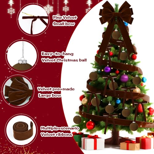 26 PCS Wine Red Velvet Christmas Ornaments Kit G6337