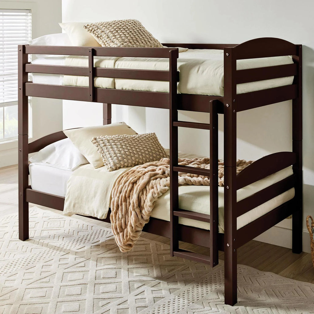 White Solid Wood Twin-over-Twin Convertible Bunk Bed G3640