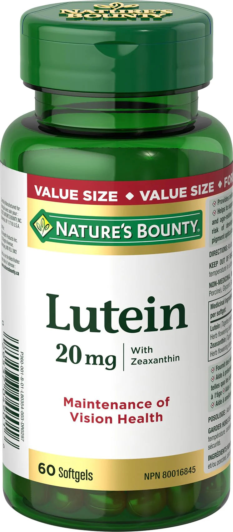 20 mg 60 Softgels Lutein Eye Health Supplements Y673884