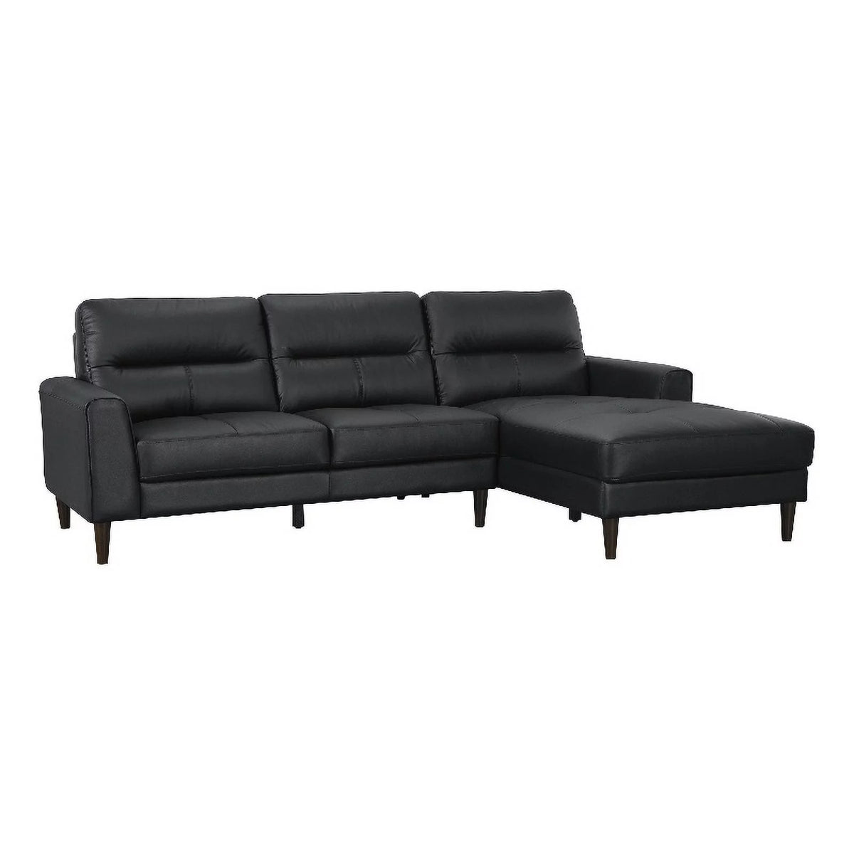 Black 2-Piece Leather Match Sectional with Right Chaise J5585