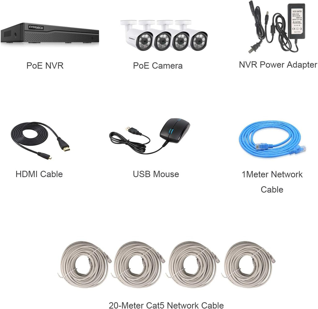 3MP HD POE NVR Security Camera System with 4 Weatherproof Bullet IP Cameras R2145