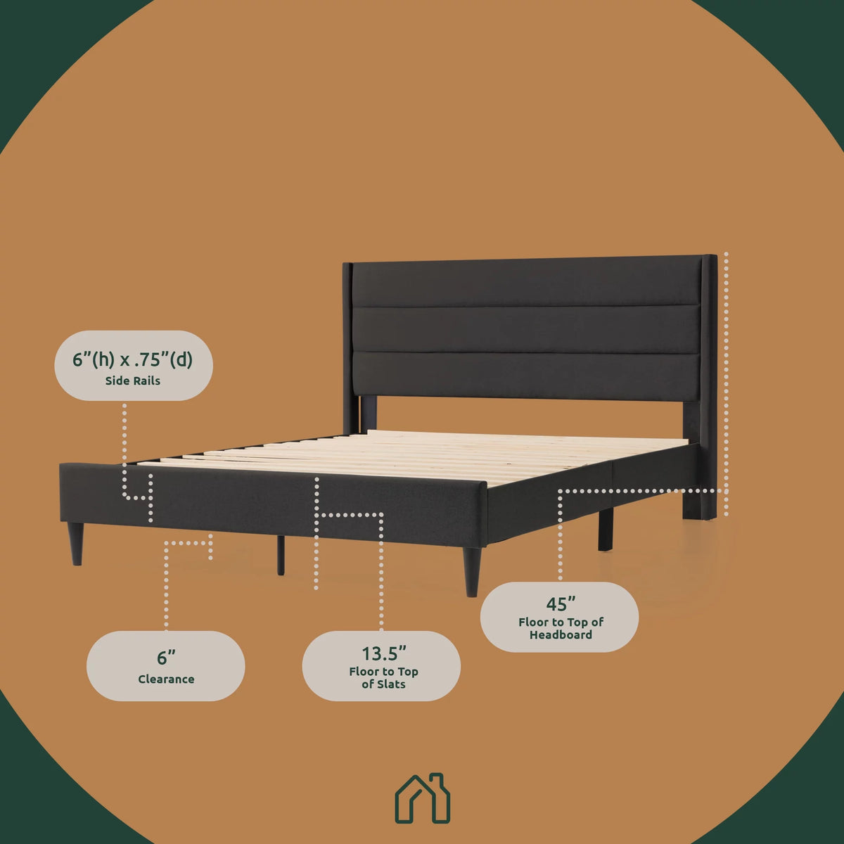 Blue Queen Upholstered Platform Bed C457