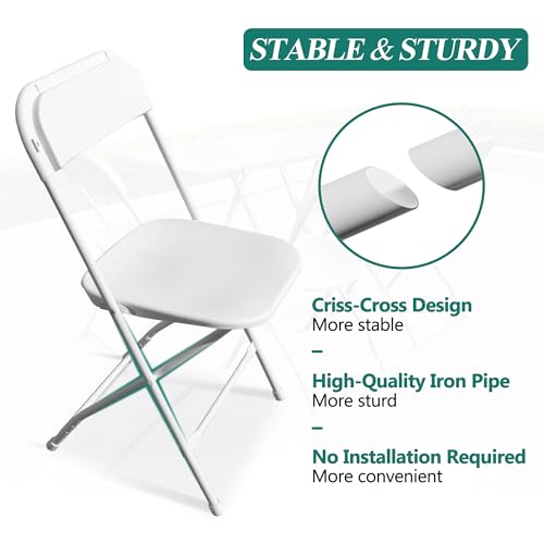 4 Pack White Plastic Folding Chair M42496