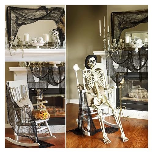 Black Creepy Gauze Cloth Spider Webs Halloween Decorations L832552