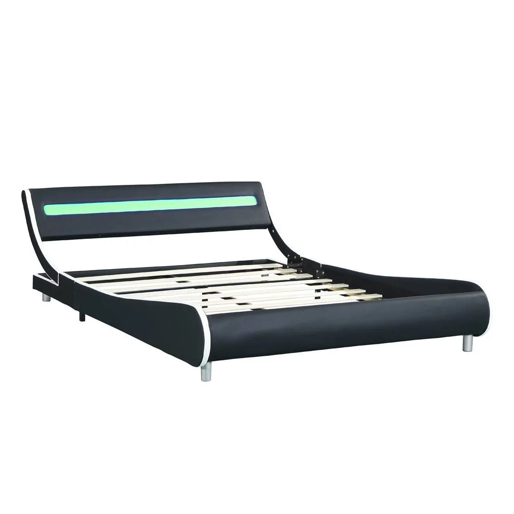 Faux Leather Upholstered Platform Bed Frame Queen Size L468