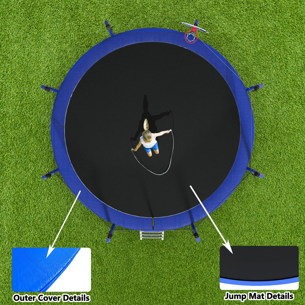 14FT Trampoline with Enclosure, Ladder, Basketball Hoop, Ball R56241