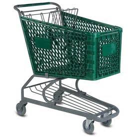Green Plastic Shopping Cart 5.2 Cu. Foot Capacity U131