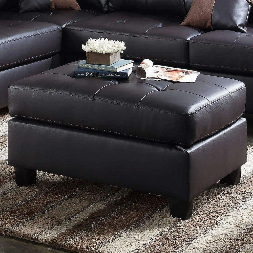 L-Shape Faux Leather Sectional Sofa with Chaise and Ottoman V953