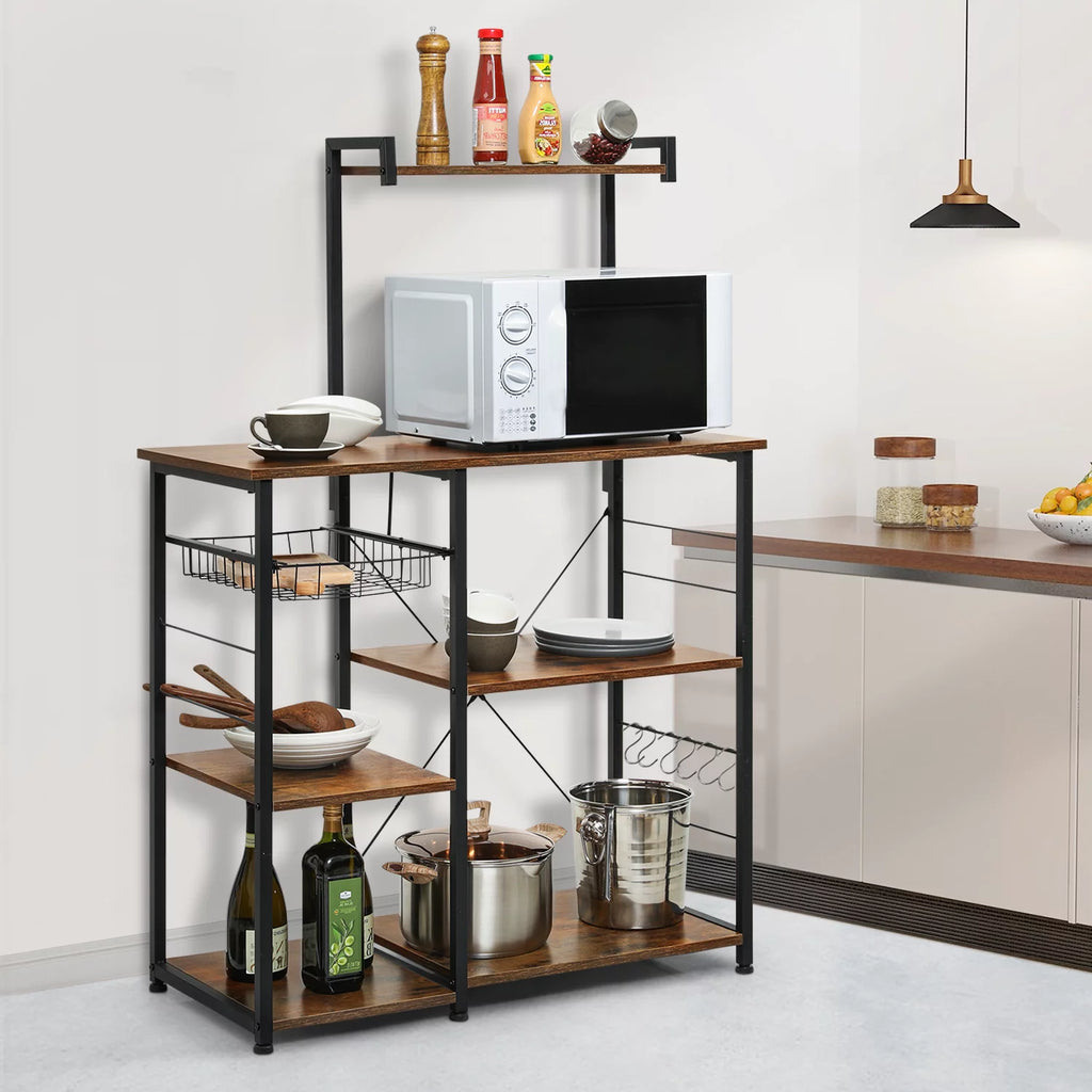 Brown 6 Shelves Kitchen Bakers Rack C5102