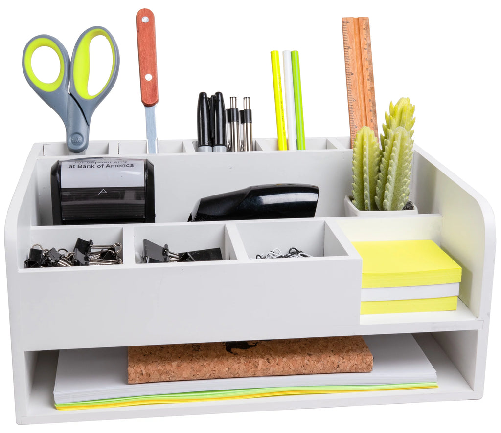 White Desk Organizer with File Tray Y8726