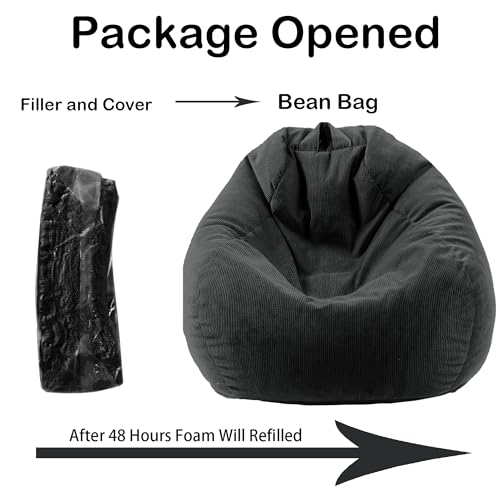 Black Memory Foam Bean Bag Chair with Handle I463857