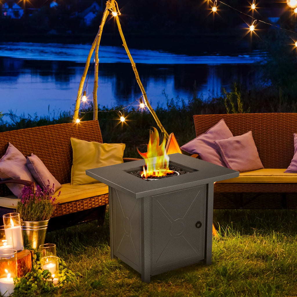 28in Square Propane Fire Pit with Lava Rocks 40000 BTU Q7887