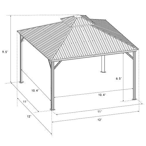 10'x10' Hardtop Gazebo with Netting and Curtains W8439