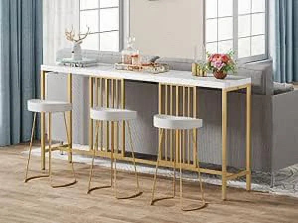 70.9 Inch Extra Long White and Gold Console Table S94950
