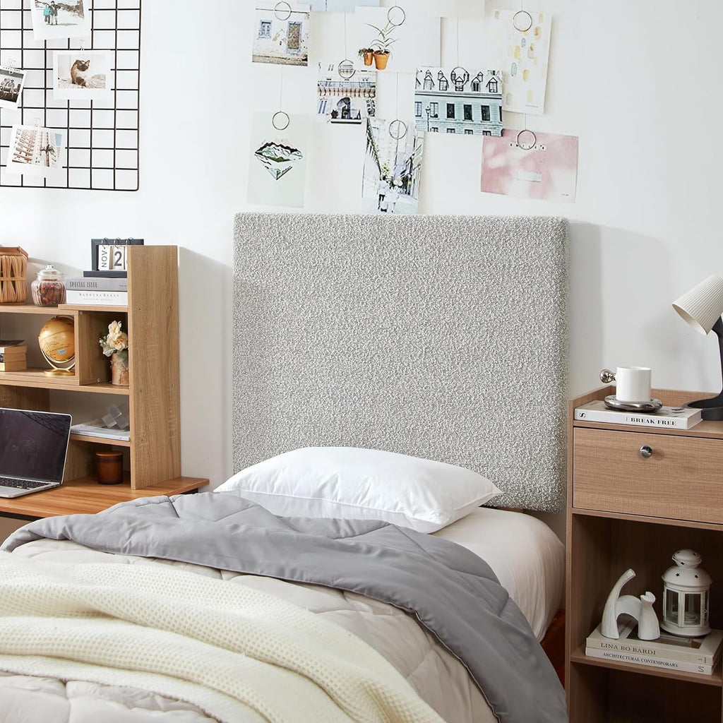 Boucle Gray Cream Headboard with Legs P738