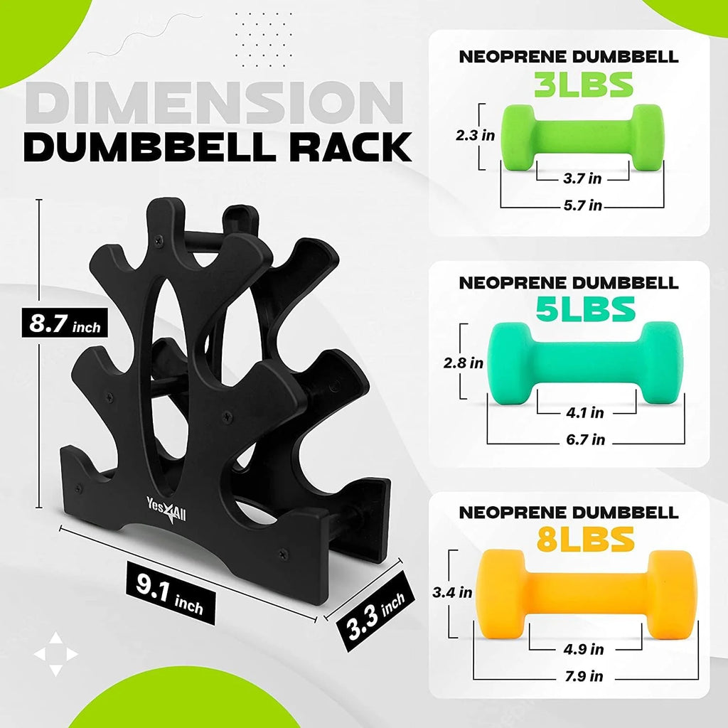 32lbs Neoprene Dumbbell Set With Plastic Rack K56384