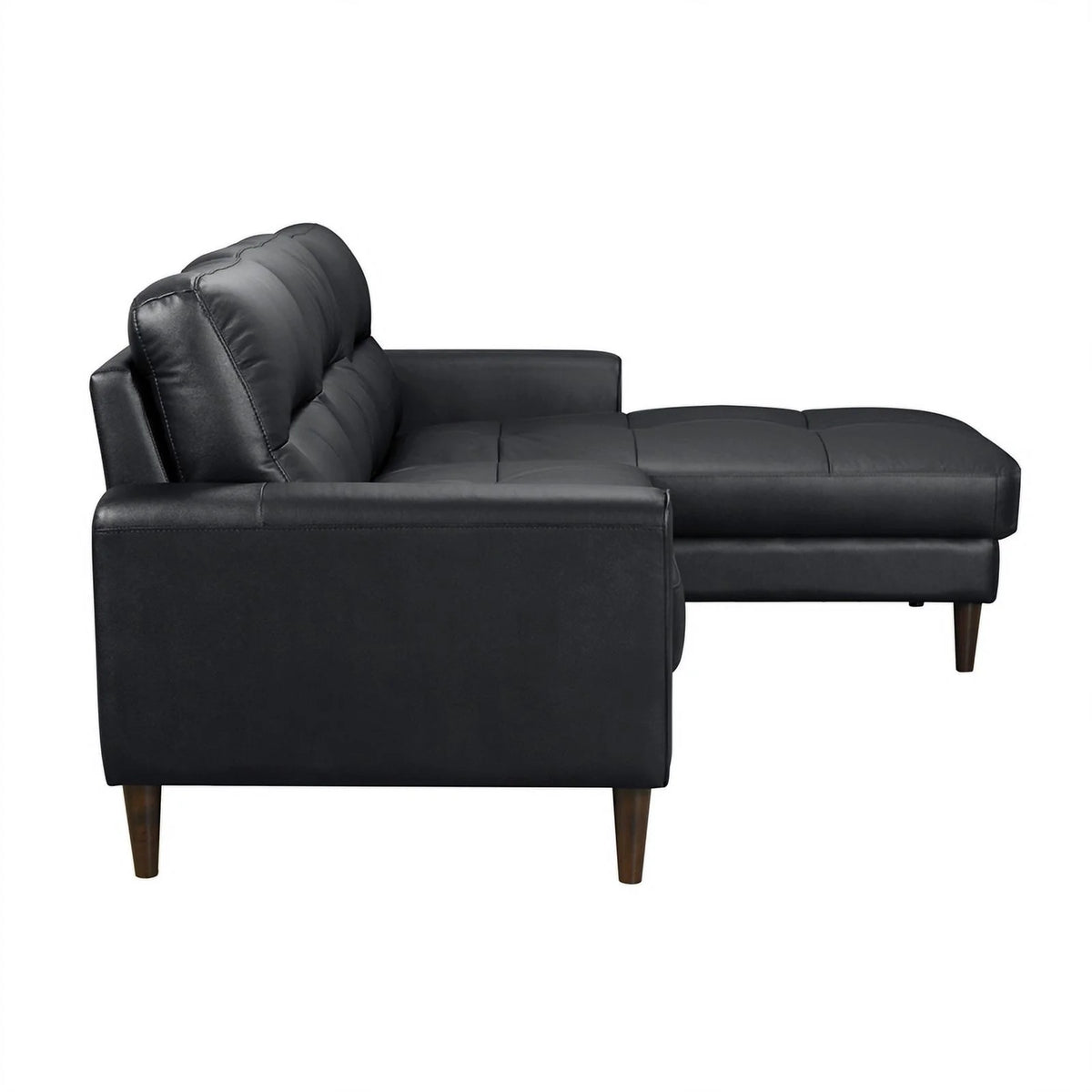 Black 2-Piece Leather Match Sectional with Right Chaise J5585