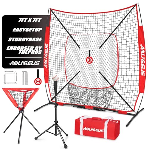 6'X6' Baseball Softball Practice Net with Batting Tee and Ball Caddy W1218