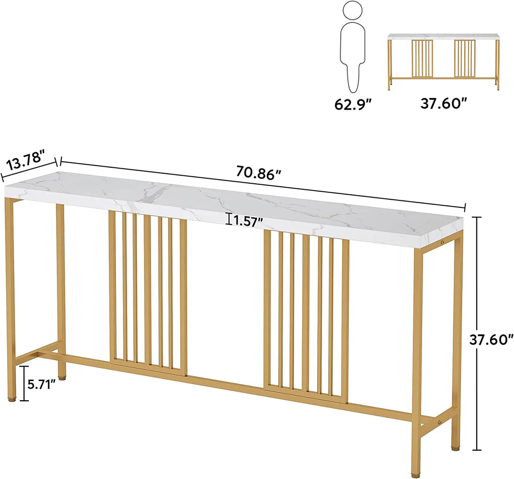 70.9 Inch Extra Long White and Gold Console Table S94950