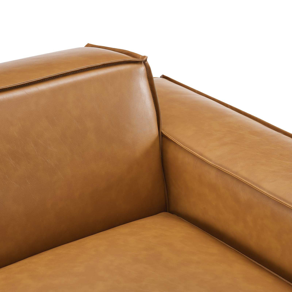 Tan Vegan Leather Left-Arm Sectional Sofa Chair E624398
