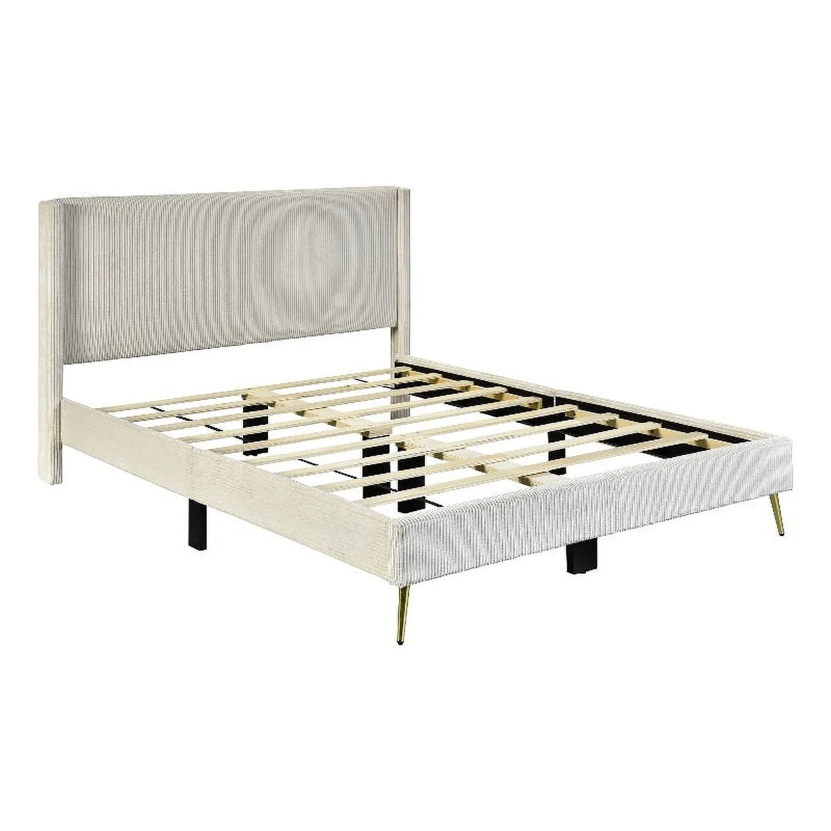 Cream Velvet Full Size Platform Bed L464292