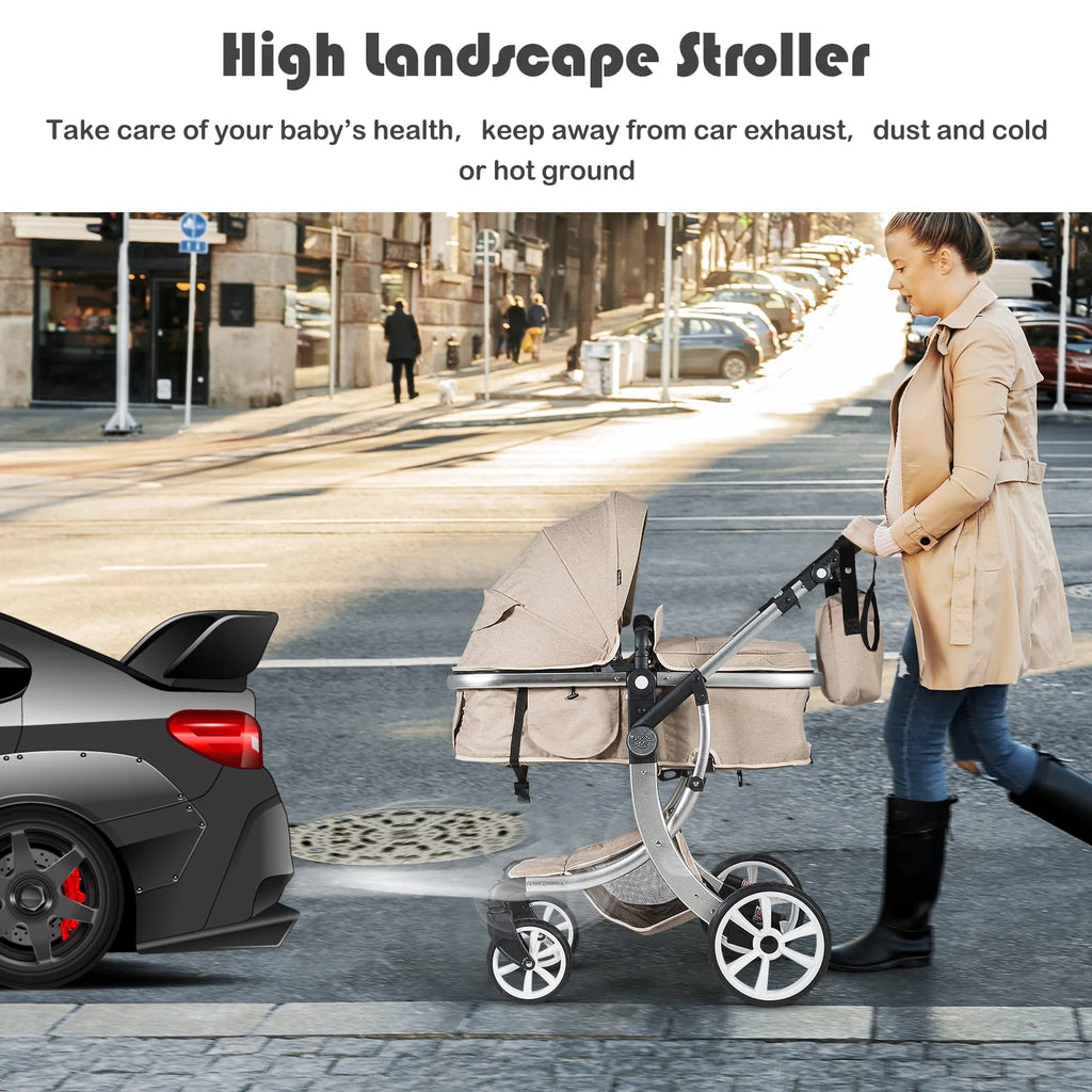 2-in-1 Baby Stroller with Reversible Seat Black S1922