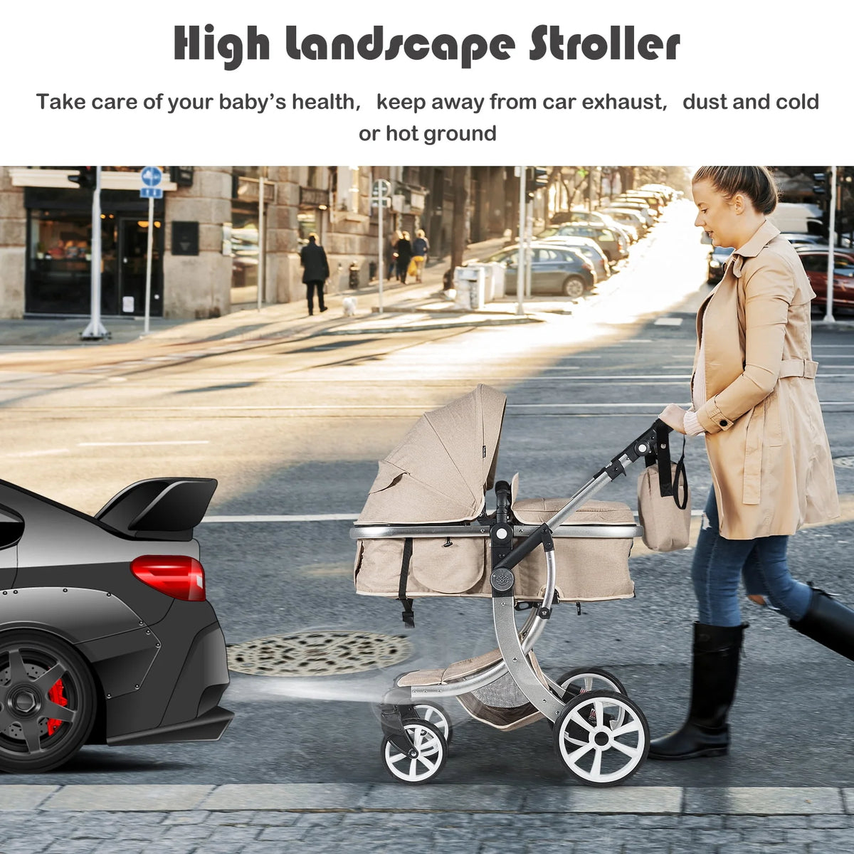 2-in-1 Baby Stroller with Reversible Seat Black S1922