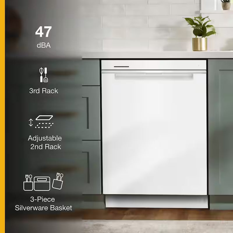 White Built-In Dishwasher with Third Level Rack D682605