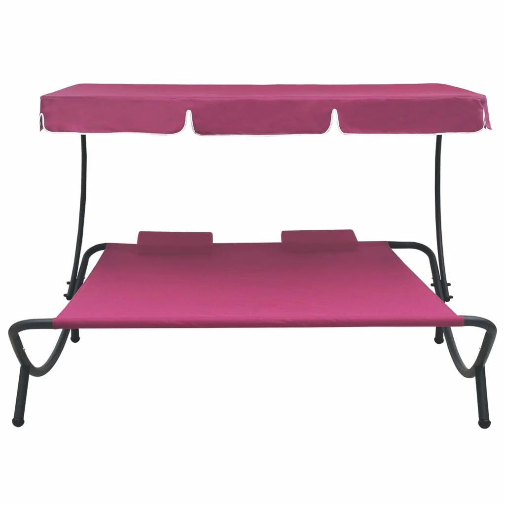 Outdoor Bed with Canopy and Pillows Pink W877057
