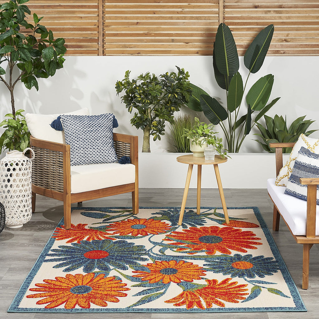 Ivory Multicolor 6' x 9' Area Rug N8612