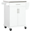 Black Rolling Kitchen Cart with Stainless Steel Countertop W834841