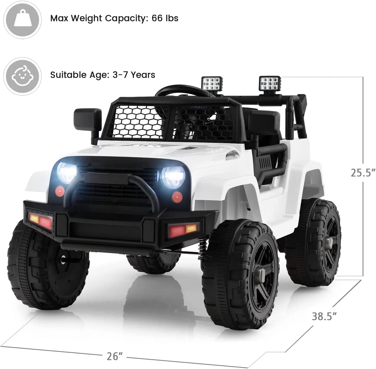 12V Electric Ride On Truck with Remote Control, White I76621