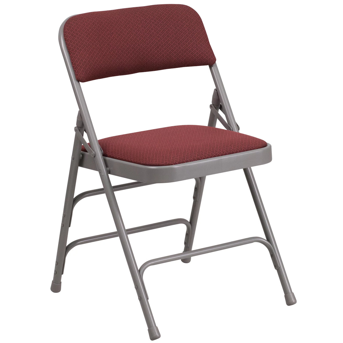 Burgundy Patterned Fabric Metal Folding Chair B102