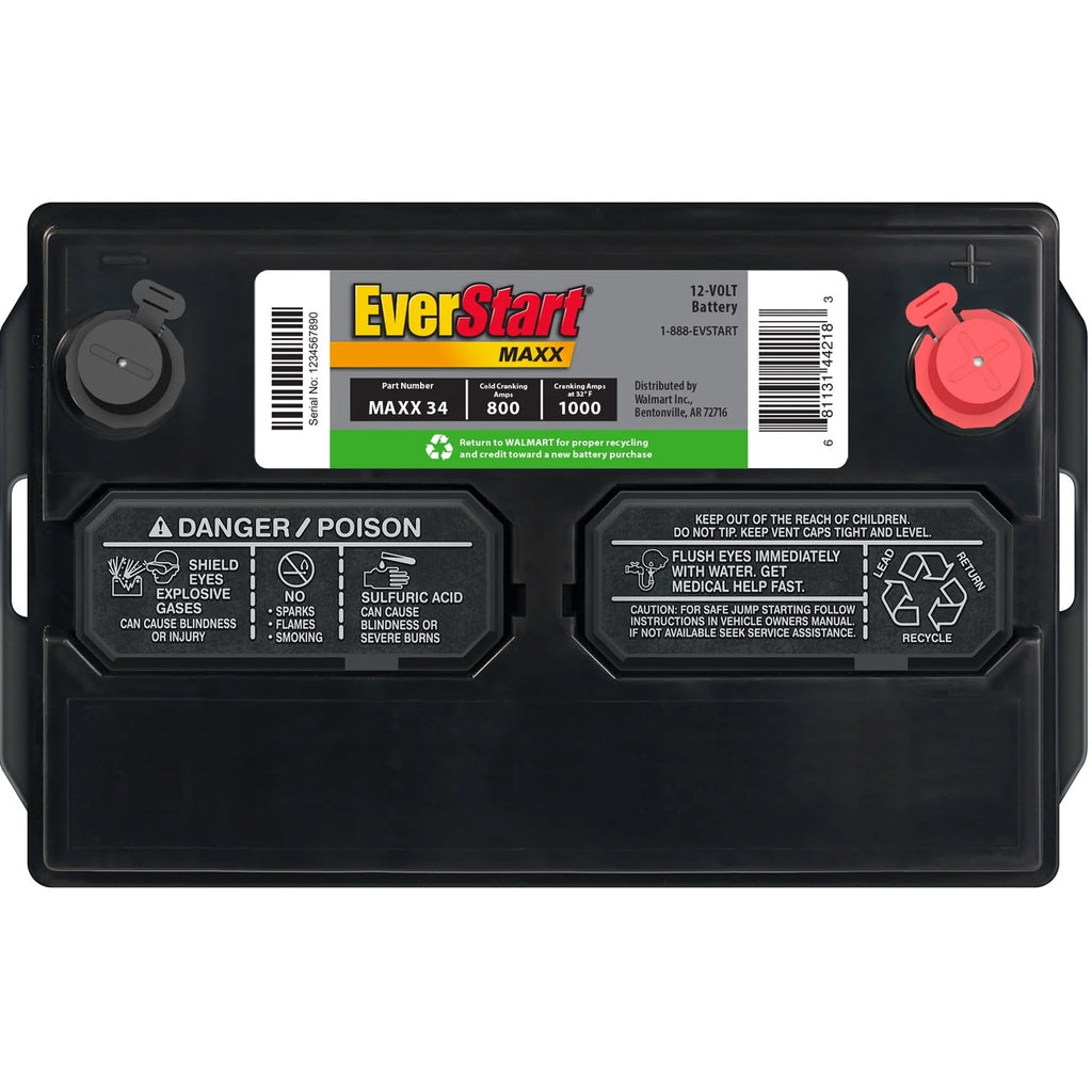 Lead Acid Automotive Battery Group Size 34 12 Volt 800 CCA S66617