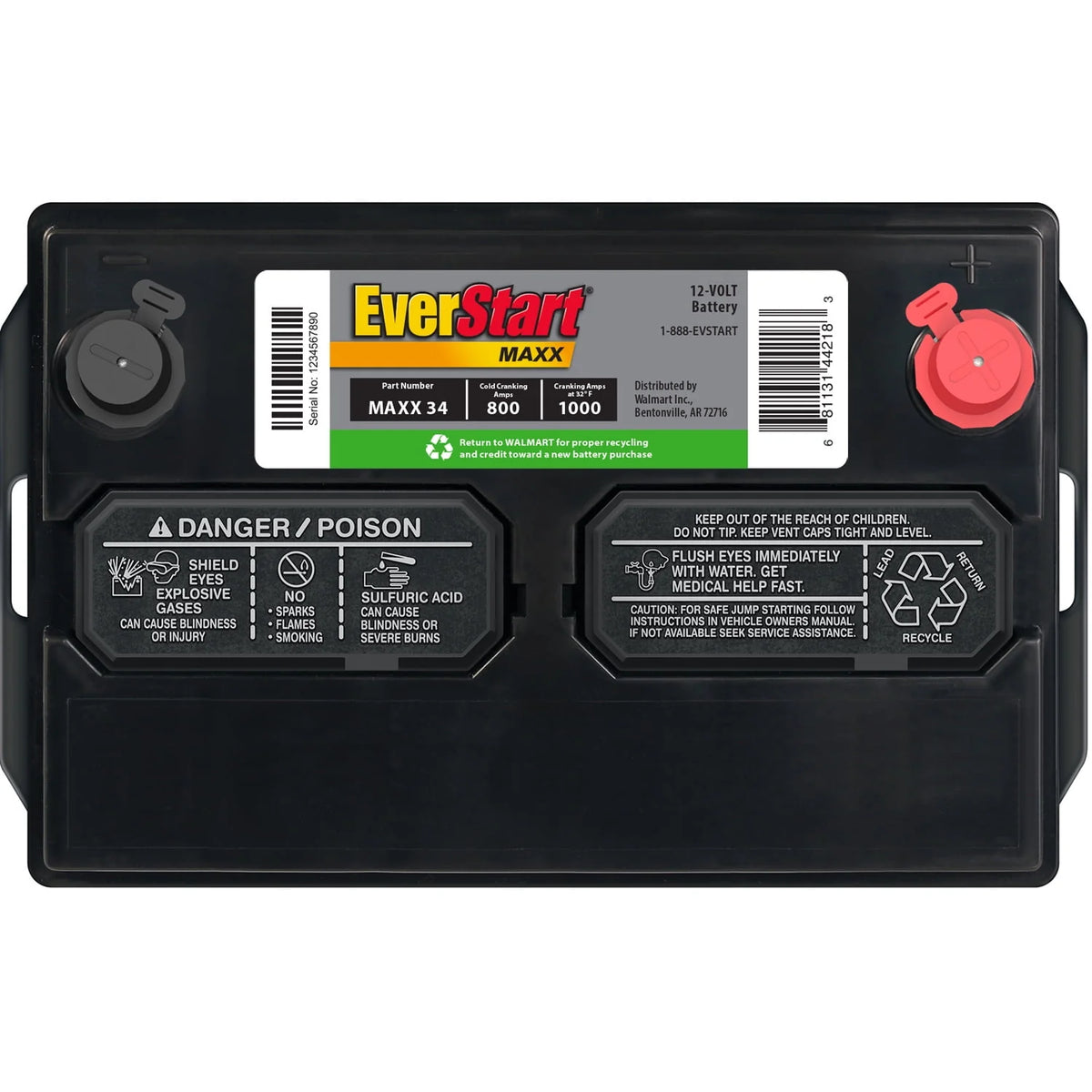 Lead Acid Automotive Battery Group Size 34 12 Volt 800 CCA S66617