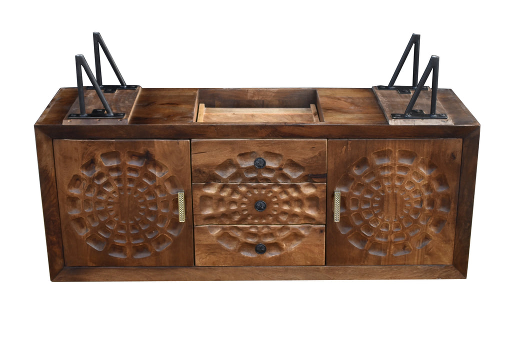 Recycled Mango Wood Buffet with 3 Drawers and 2 Doors L965