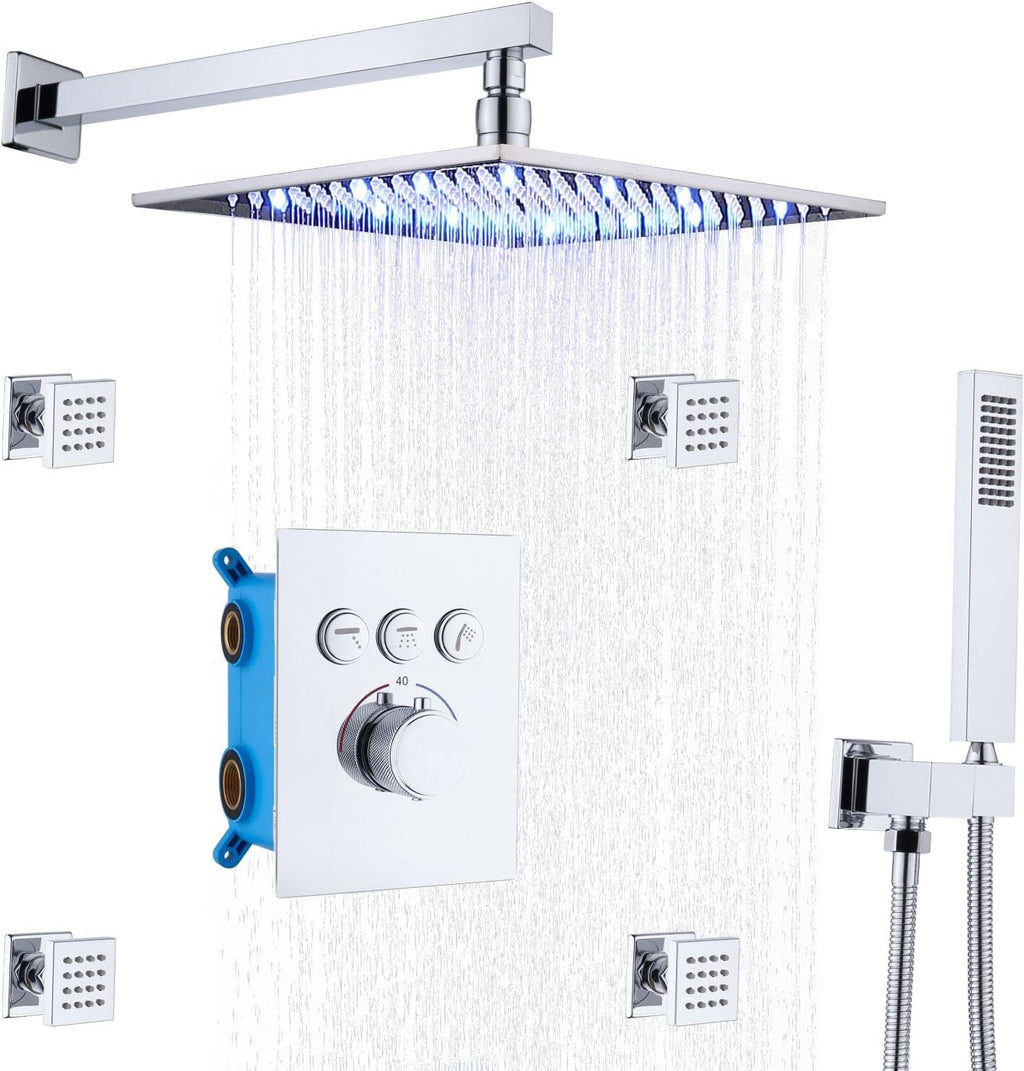 12 Inch Brushed Nickel Thermostatic Shower System S326