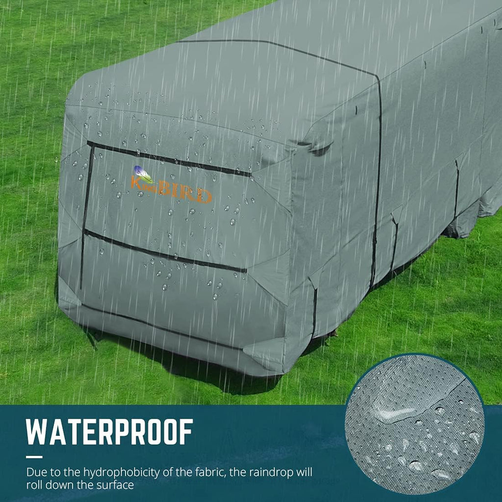 Extra-Thick 4 Layers Travel Trailer RV Cover with Tire Covers N49322