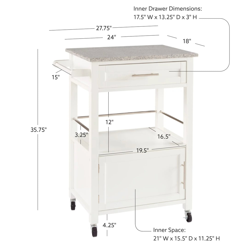 White Wood Kitchen Cart W51480