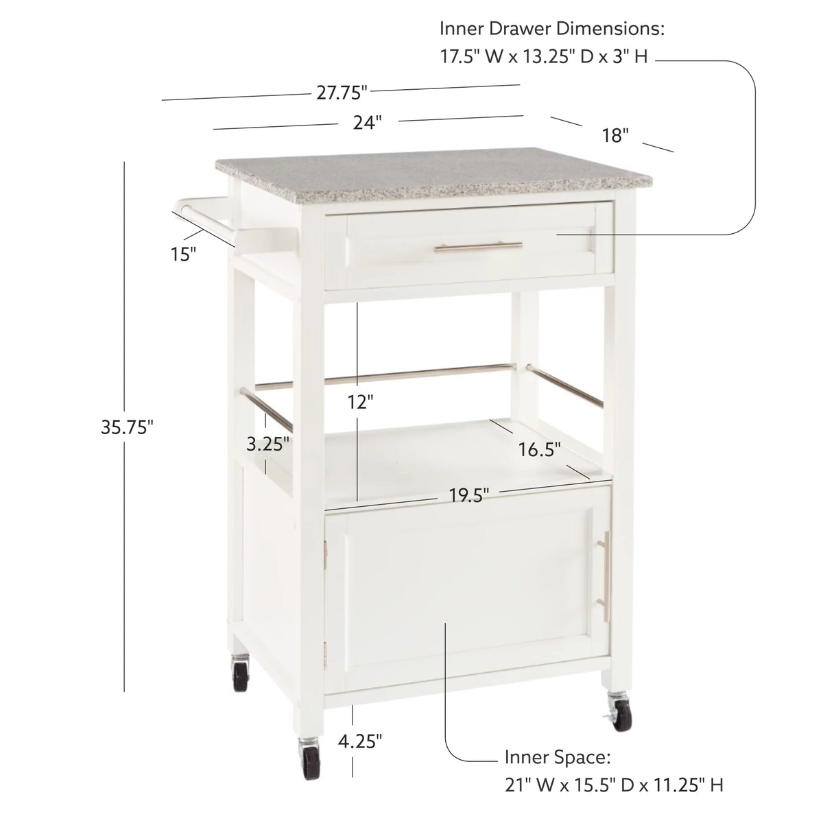 White Wood Kitchen Cart W51480