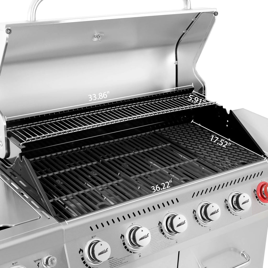 Stainless Steel 6-Burner Gas Grill with Side Burner E4891