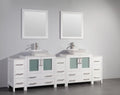 96 in. White Double Sink Vanity Cabinet with Ceramic Vessel Sink & Mirror C154