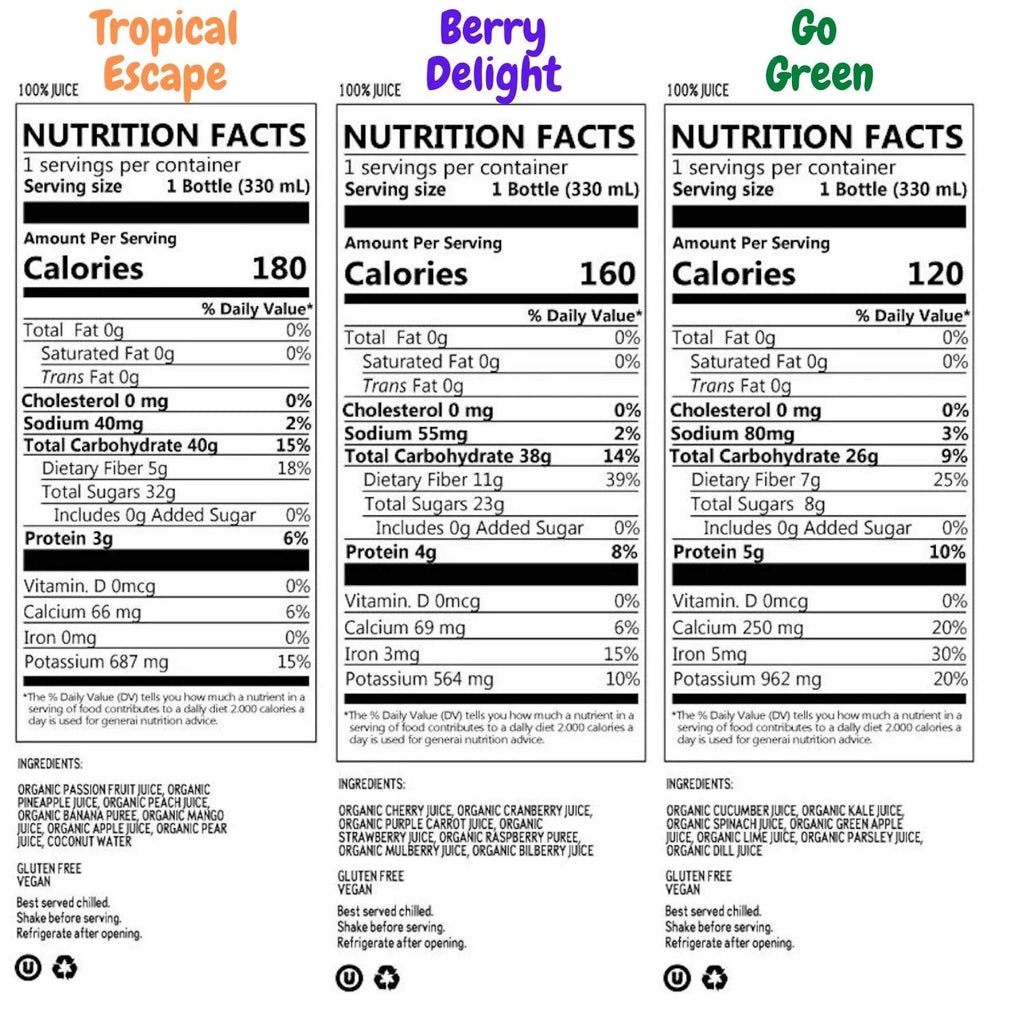 Jugos Orgánicos Prensados en Frío sin Gluten 12 Jugos J167430